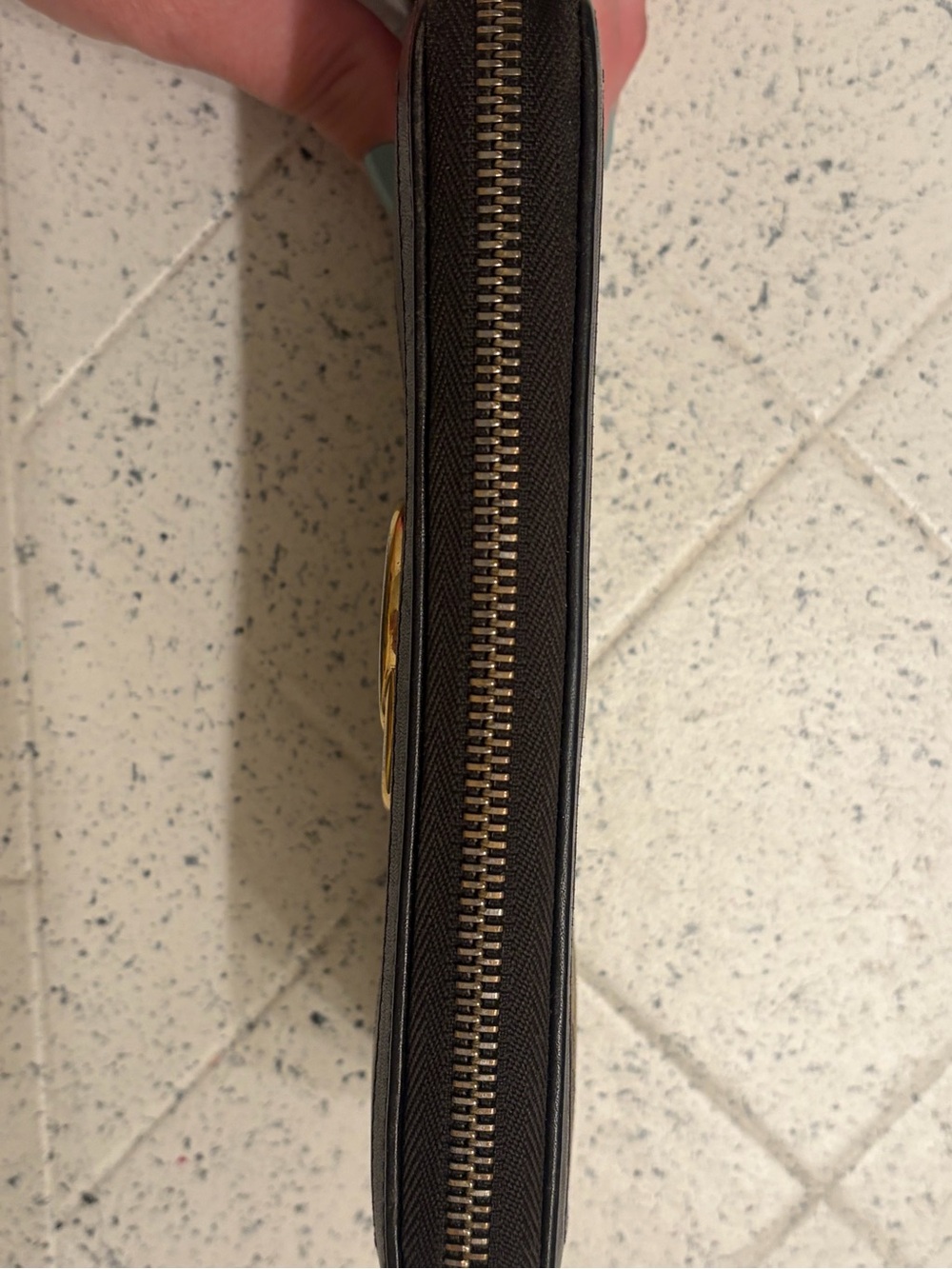 Gucci Brown Monogram GG Zip Wallet with Brown Leather and Gold Hardware - Picture 9 of 11